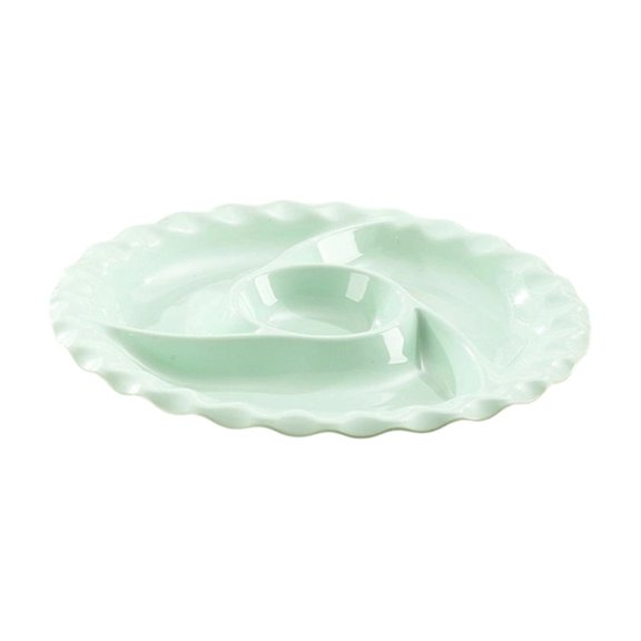 Bomd Compartmentalized Plastic Meal Tray, Multi-Grid Split Design With Scalloped Edge, Separated Compartments Prevent Food Mixing, Tableware For Home Daily Meals, Picnic And Casual Party,Green