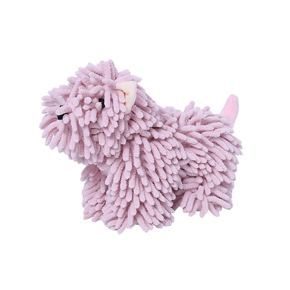 Bomd Cute Dog Chenille Hand Towel, 3D Fuzzy Puppy Design, Microfiber Super Soft & Highly Absorbent Towel, Built-in Hanging Loop, Suitable for Bathroom Kitchen and Sink Countertop, Pink