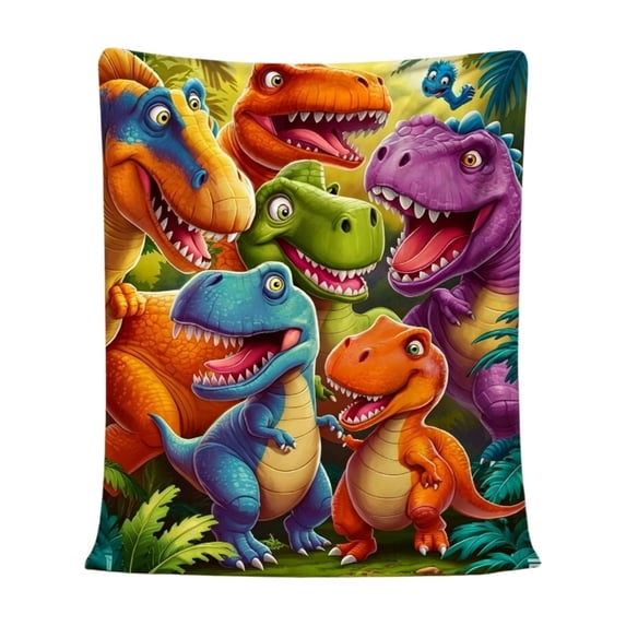 Bomd Dinosaur Blanket for Boys Girls, 3D Print Dinosaur Throw Blanket, Cute Smiling Dinosaurs HD Digital Print Flannel, Ultra Soft Lightweight All Season Toddler Blanket (29.5"x39.4")