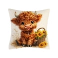 thumbnail image 1 of Bomd Highland Cow Decorative Throw Pillow Covers , Decorative Floral Farm Animal Design, Modern Square Home Decorative Pillowcases Cushion Cases for Sofa Bed Chair, 17.7x17.7 Inch, 1 of 6