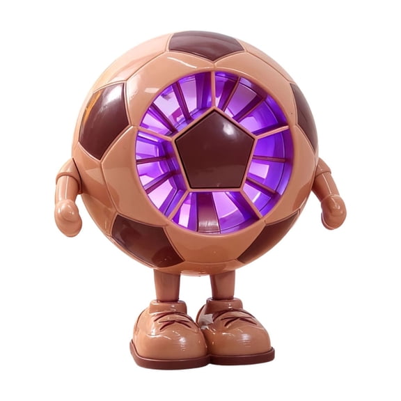 Bomd LED Soccer Ball Novelty Fan USB Rechargeable,Super Powerful Portable Fan, Soccer Ball Shaped Fan, With Colorful Lights, 5 Wind Speed Settings, Desk Home Room Recreation Gift,Brown