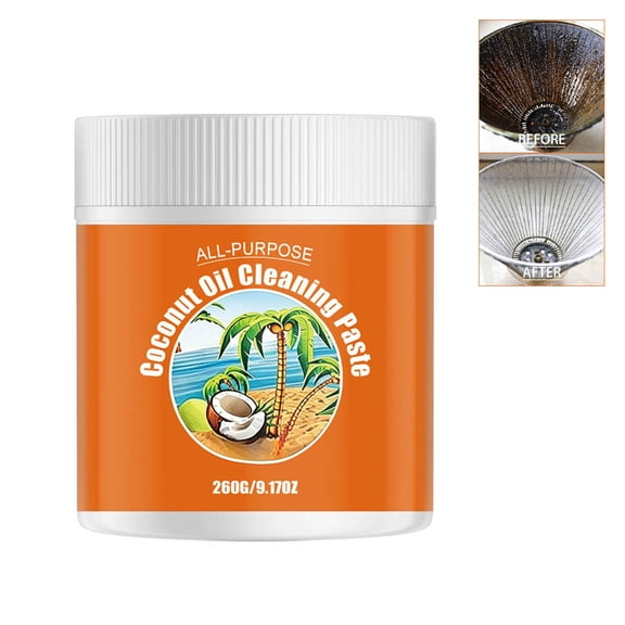 Bomd Multi-Purpose Coconut Oil Cleaning & Polishing Paste for Kitchen, 260G Natural Gentle Cleaner, Versatile Kitchen Surface Polish Removes Grime, Restores Shine For Home Cookware