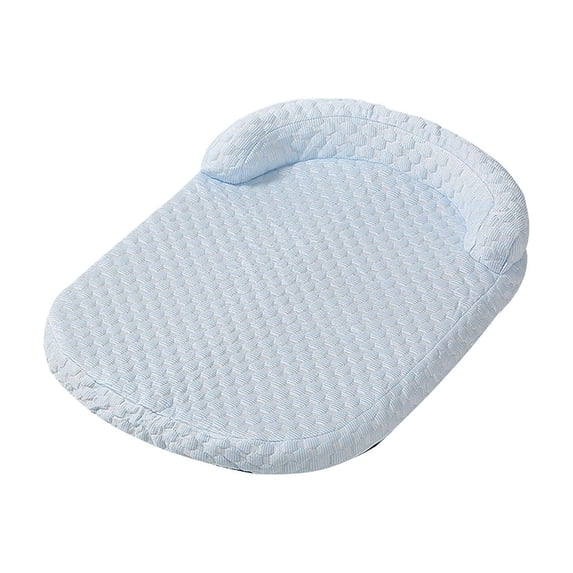 Bomd Orthopedic Dog Beds Large Sized Dog, Washable Waterproof Oval Large Dog Bed with Removable Cover, Pet Bed with Bolster & Non-Skid Bottom, Blue, 17.7''x13.8''