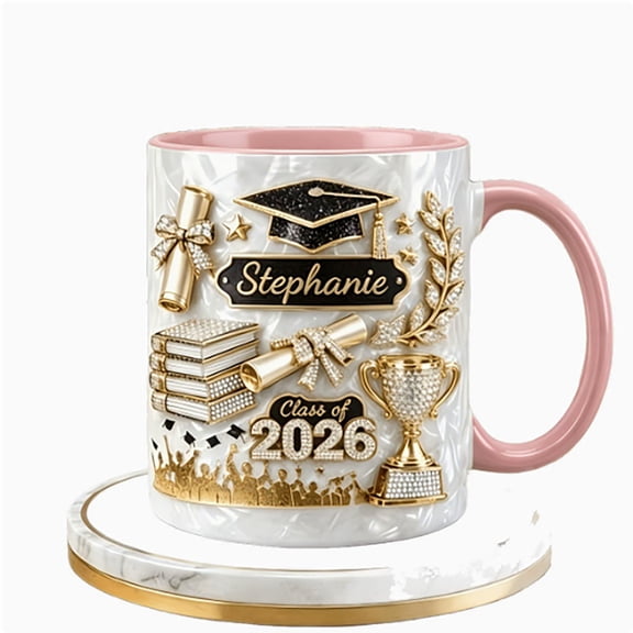 Bomd Personalized Graduation Mug - Gifts For Daughter Son From Mom Dad - 2D Flat Class Of 2026 Coffee Cup - College Graduate Gifts For Friend, Bachelor Keepsake for Grad Party Daily Use