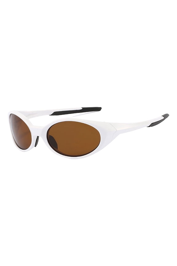 Polarized Sports Sunglasses Mens,UV400 Protection Mirror Lenses Oval Frame Sun Glasses, Personality Fashion Sunnies Eyewear for Running Cycling Driving Fishing Outdoor Daily Wear Tea