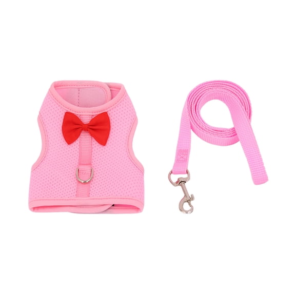 Bomd Rabbit Harness And Leash Set, Cute Bow Soft Breathable Mesh Bunny Vest Harness, Adjustable Escape-Proof Walking Gear For Rabbits, Kittens, Ferrets, Puppies And Small Pets (Pink)
