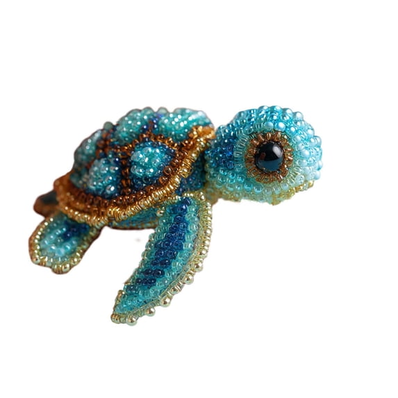 Bomd Sea Turtle Bead Embroidery Kit, DIY Underwater Creature Beaded Craft Set with Instruction Guide, 3D Ocean Style Beadwork Art Supplies for Starters and Craft Enthusiasts Ornament Making