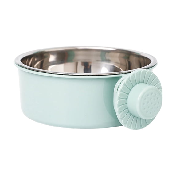 Bomd Small Hanging Pet Dog Bowl, Removable Stainless Steel Pet Kennel Hanging Food Water Feeder Bowl Cage Coop Cup for Puppy Medium Dog Cat Rabbit Ferret Bird Green