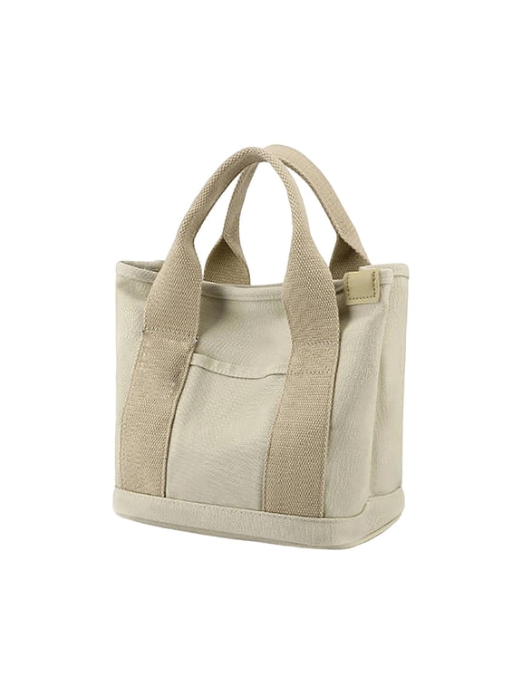 Small Tote Bag with Zipper Tote Bag, Women Canvas Shoulder Bag Satchel Bag Crossbody Bag ,Canvas Mini Tote Bags with Multi Pockets,Kids,Girls,Friends Gift 2026 Khaki