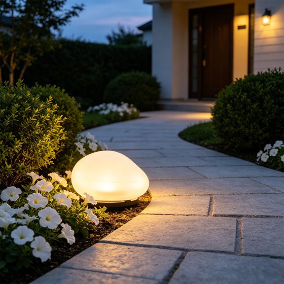 Bomd Solar Lights Outdoor Glow Cobblestone Shape Lamp Garden Decor Waterproof Landscape Night Lights ,for Garden Paths, Stairs, Lawns, Patios, Yard Party Decorations (Yellow Light)