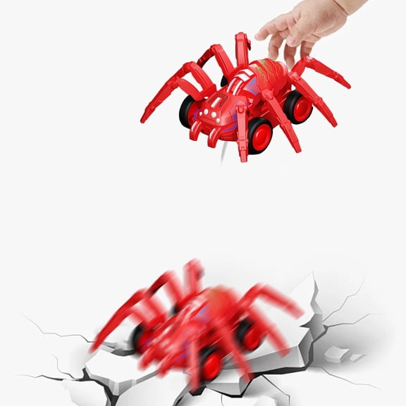 Bomd Spider Toy Car for Kids, Push and Go Inertial Car with Bionic Moving Legs, Friction Powered Spider Vehicle, No Battery Needed, Interactive Play Toy, Great Choice for Birthday Presents Red