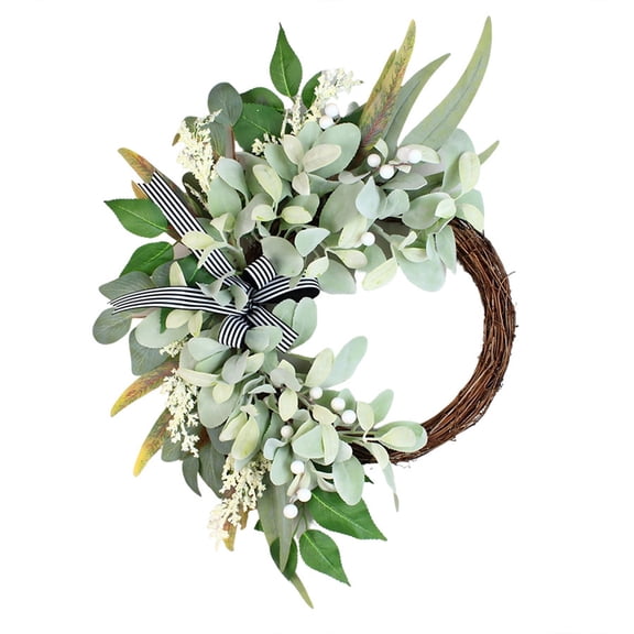Bomd Welcome Logo Flowers Beautiful Green Artificial Wreath, 20'' Artificial Green Spring Wreath for Farmhouse Porch Window Wall Home Decor for Party and Wedding Decoration(Green)