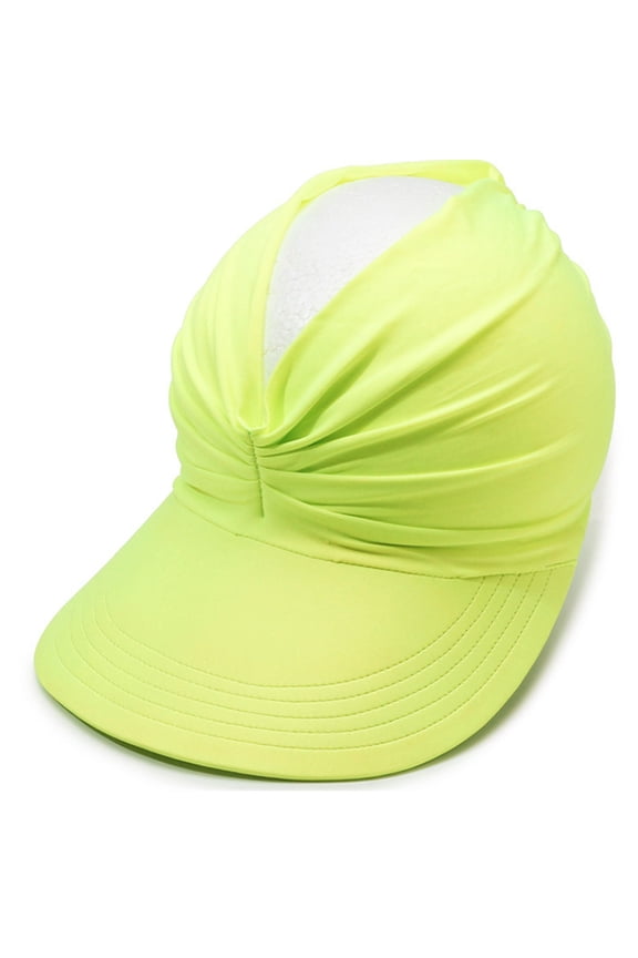 Wide Brim Visor Hats for Women-Lightweight Packable Ponytail Hat, Comfortable Quick-Dry Sun Visor for Casual Lightweight Wide Brim Adjustable Velcro Outdoor Cap Hiking Fishing Travel Yellow