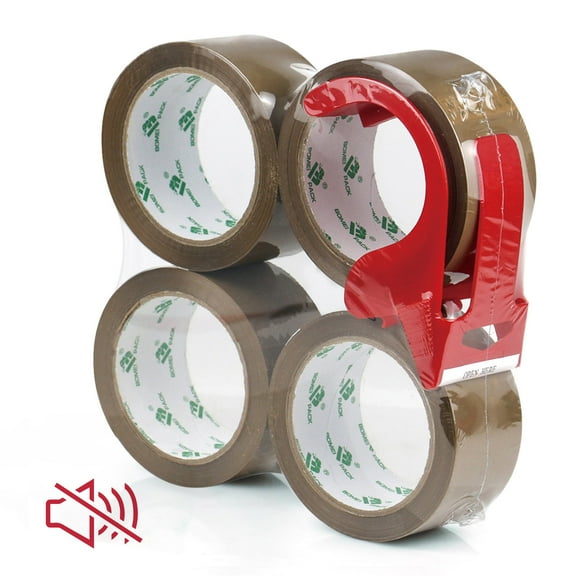 Bomei Pack 4-Pack No Noise Packing Tape, 2.4 Mil, 1.88 Inch x 80 Yards