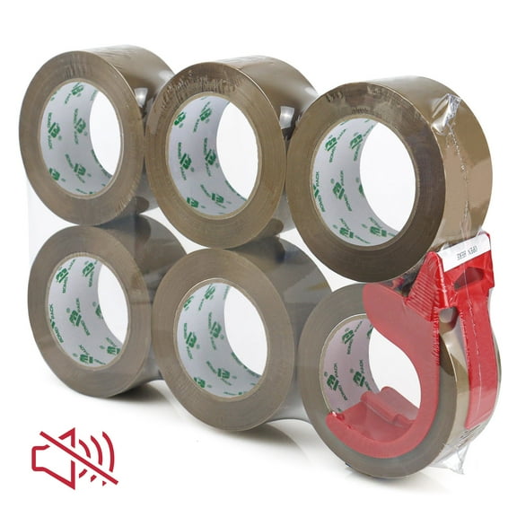Bomei Pack No Noise Heavy-Duty Packing Tape, 1.88 Inch x 110 Yards, 6 Pack