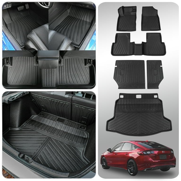 Bomely Floor Mats Compatible with 2022-2024 Honda Civic Hatchback Cargo Mat  TPE Back Seat Cover Protector 2023 Civic Hatchback Accessories (Fit  Hatchback,Trunk Mat+backrest Mats+Floor Mats) 
