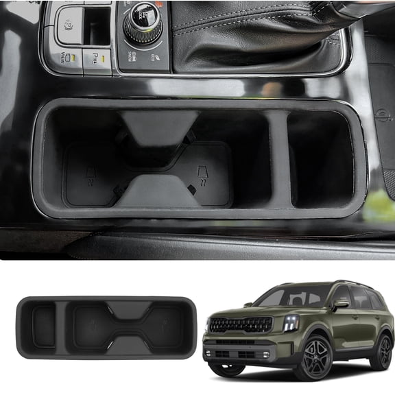 Bomely Silicone Center Console Cup Holder Insert, Fits Kia Telluride 20-25 Car, Black