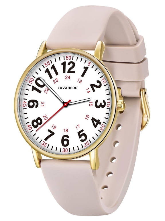 Watch for Women Nurse Watch for Doctors Luminous Easy Read Dial,12/24 Hours with Second Hand,Silicone Band,Waterproof Watch Mother's Day gift for Women