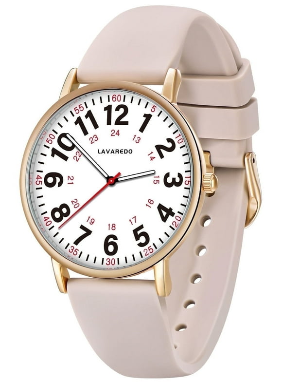 Watch for Women Nurse Watch for Doctors Luminous Easy Read Dial,12/24 Hours with Second Hand,Silicone Band,Waterproof Watch Gifts for Women