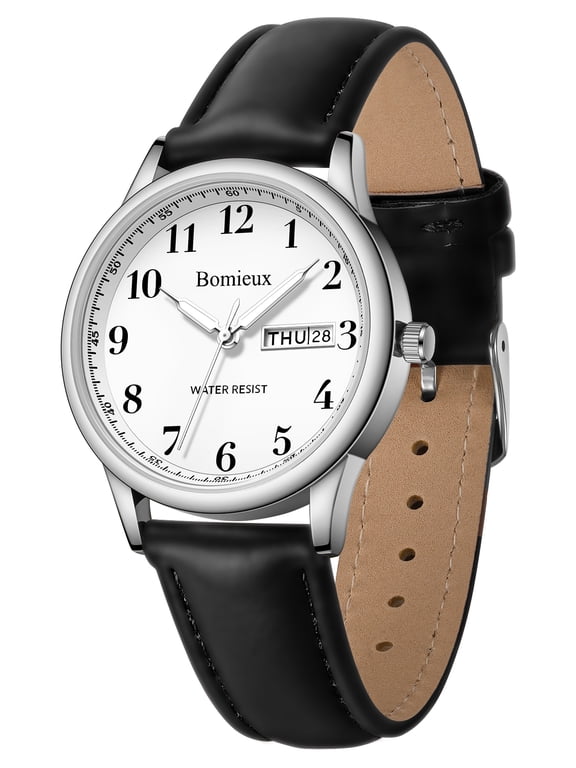 Watches for Man Minimalist Quartz Watch with Leather Strap & Calendar 30M Water Resistant Watch Gift for Man
