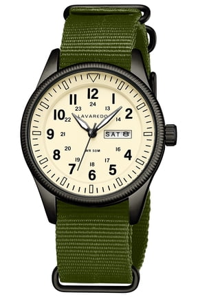 Watches for Men Military Sport Watch with Nylon Strap Stylish Luminous Analog Quartz Watch Gift for Men