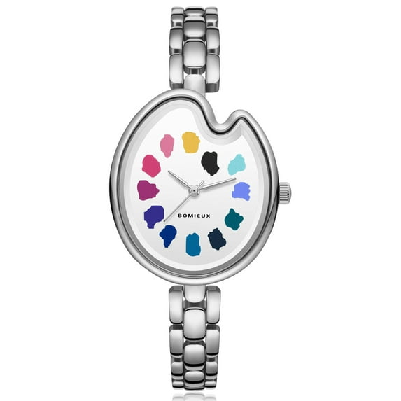 Bomieux Watches for Women with Creative Dial,Casual Ladies Watch with Stainless Steel Strap Quartz Waterproof Watch Gift for Woman