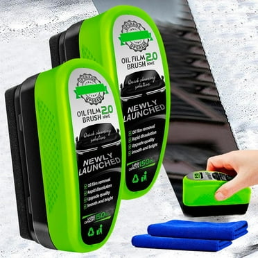 Boministore Glass Cleaner, 2025 New Formula Boministore Car Cleaner, Glass Cleaning Wipe Board Oil Film Clean for Windshield, Automotive Oil Film Cleaning Brush, Improves Clarity and Visibility (2)
