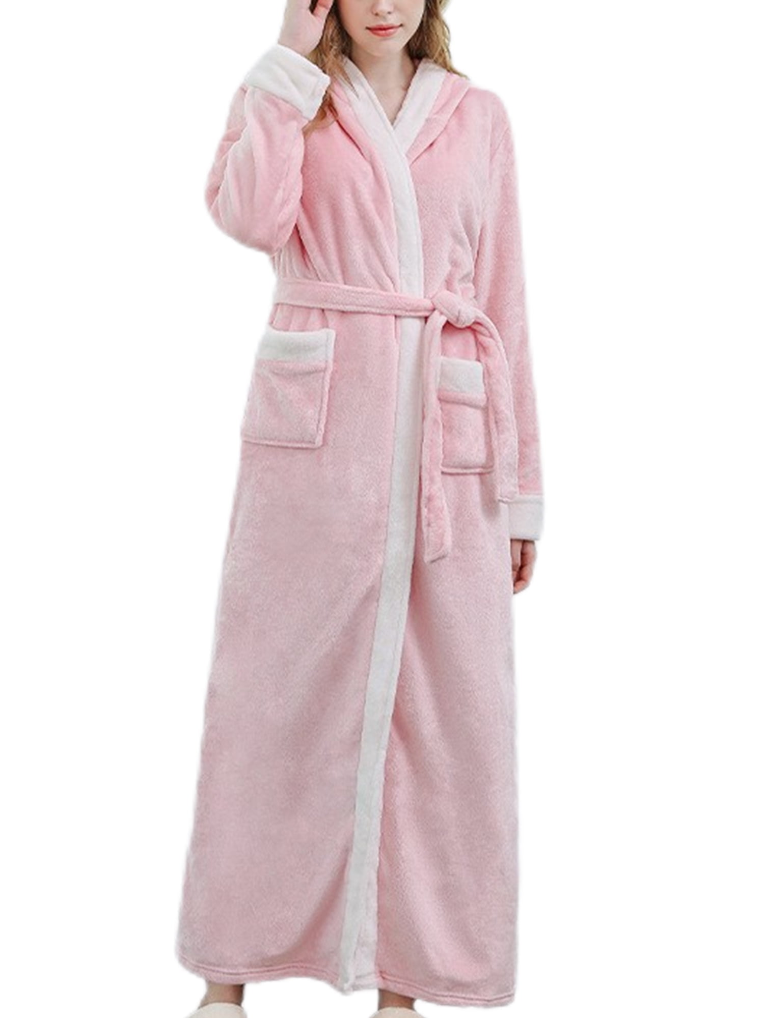 Bomotoo Women Soft Sherpa Bathrobe V Neck Loose Fuzzy Plush Bathrobes