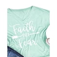 thumbnail image 1 of Bomotoo Women T-shirt V Neck Summer Tops Letter Printed T Shirt Loose Tee Beach Pullover Blue 3XL, 1 of 2