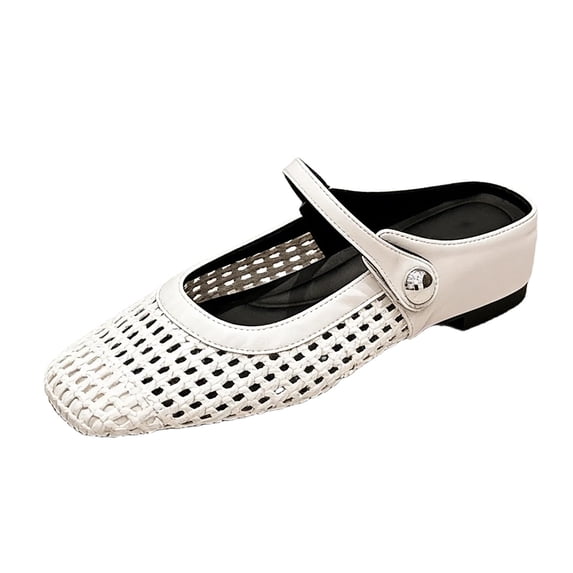 Bomre Women's Woven Mesh Mary Jane Flats Closed Square Toe