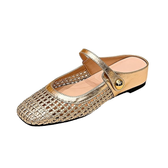 Bomre Women's Woven Mesh Mary Jane Flats Closed Square Toe