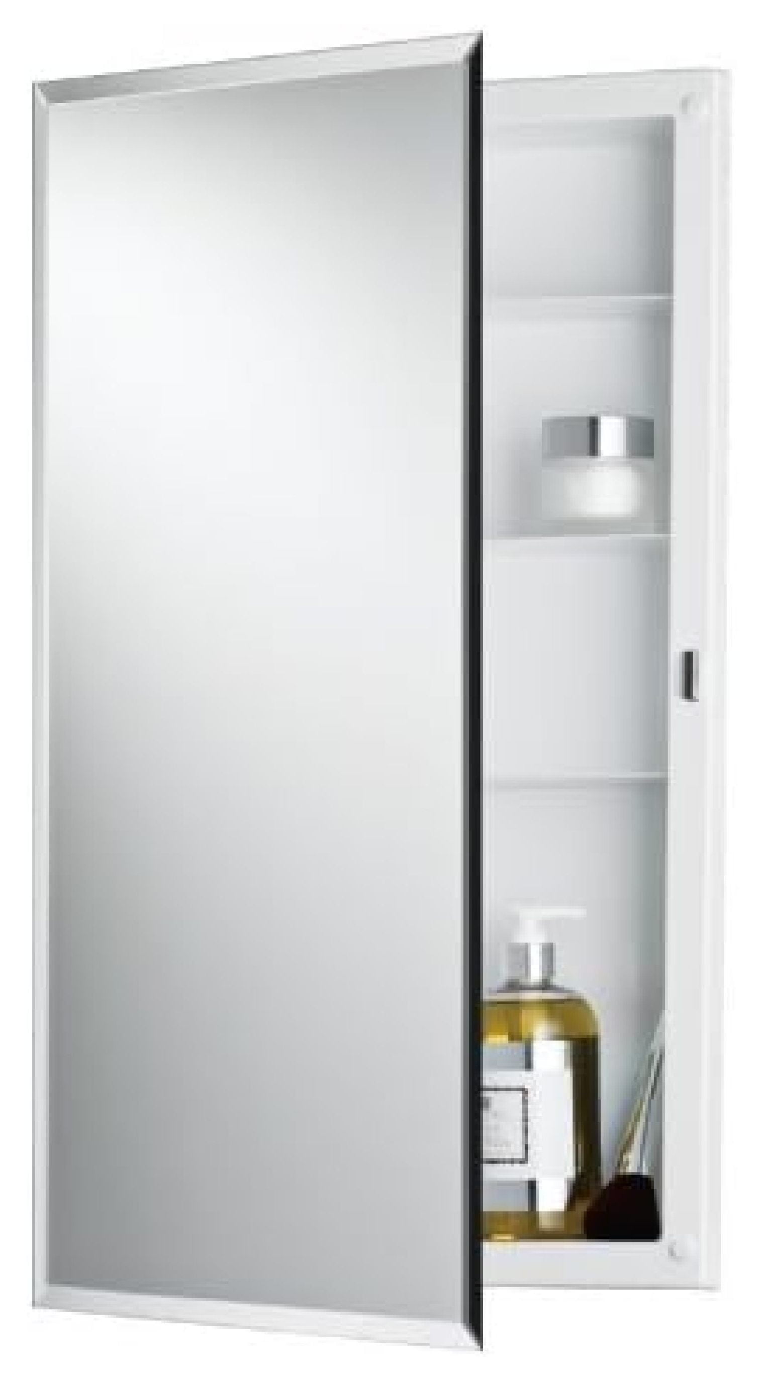 Builder Light White Painted Beveled Mirror Medicine Cabinet