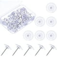thumbnail image 1 of Trianu 100Pcs Clear Thumb Tacks for Wall Hangings Plastic & Gear Push Pins Cork Board Flat Head Transparent Bulletin Posters Photos Postcards Maps Office Decorative, 1 of 8