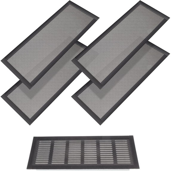 Trianu 4 Pack Floor Register Vent Cover 4"x10" Air Vent Screen Mesh, Frame Tape Perfect for Multiple Material Air Vent Filters, Black