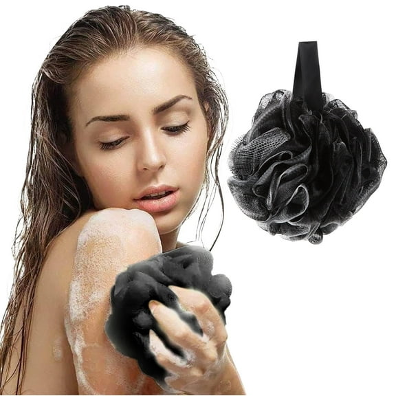 Trianu 50g Large Loofah Sponge, 1 Pcs Body Scrubber, Bath Sponge, Loofah for Women, Men | Exfoliating Sponge Shower Pouf, Black