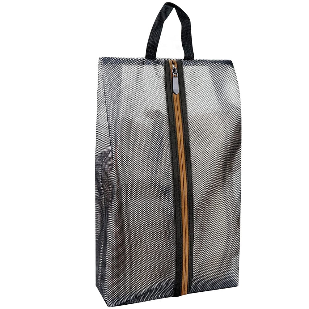 SelfTek Travel Shoe Bag With Handle - 6 Compartment Organizer For Multiple Shoes, Grey Waterproof Oxford