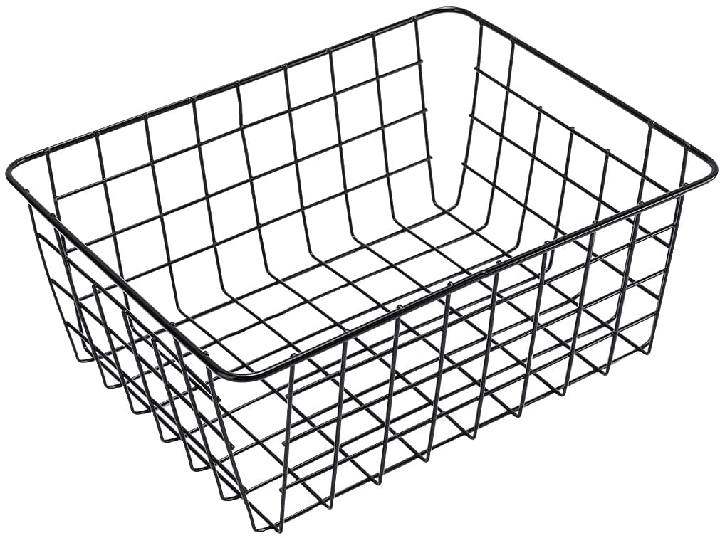 TRIANU Upright Freezer Storage Baskets, 2 Pack Black Coated Wire Storage  Bins Metal Bakset for Freezer, Pantry, Bathroom Organizing, 11.7*9.84*6.3  inch 