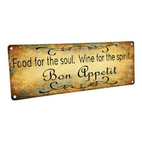 Bon Appetit 4"x12" Metal Sign, Wall Décor for Kitchen and Dining