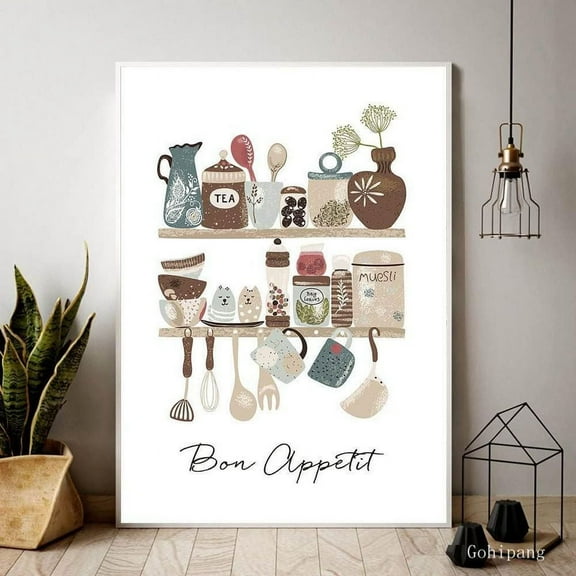 Bon Appetit Canvas Art Poster For Kitchen