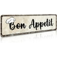 thumbnail image 1 of Bon Appetit French Chef, 4" by 16" Plaque Distressed Wall Metal Tin Sign for Home Bar Garden Kitchen Pub Bistro Wall Art Decor, 1 of 5