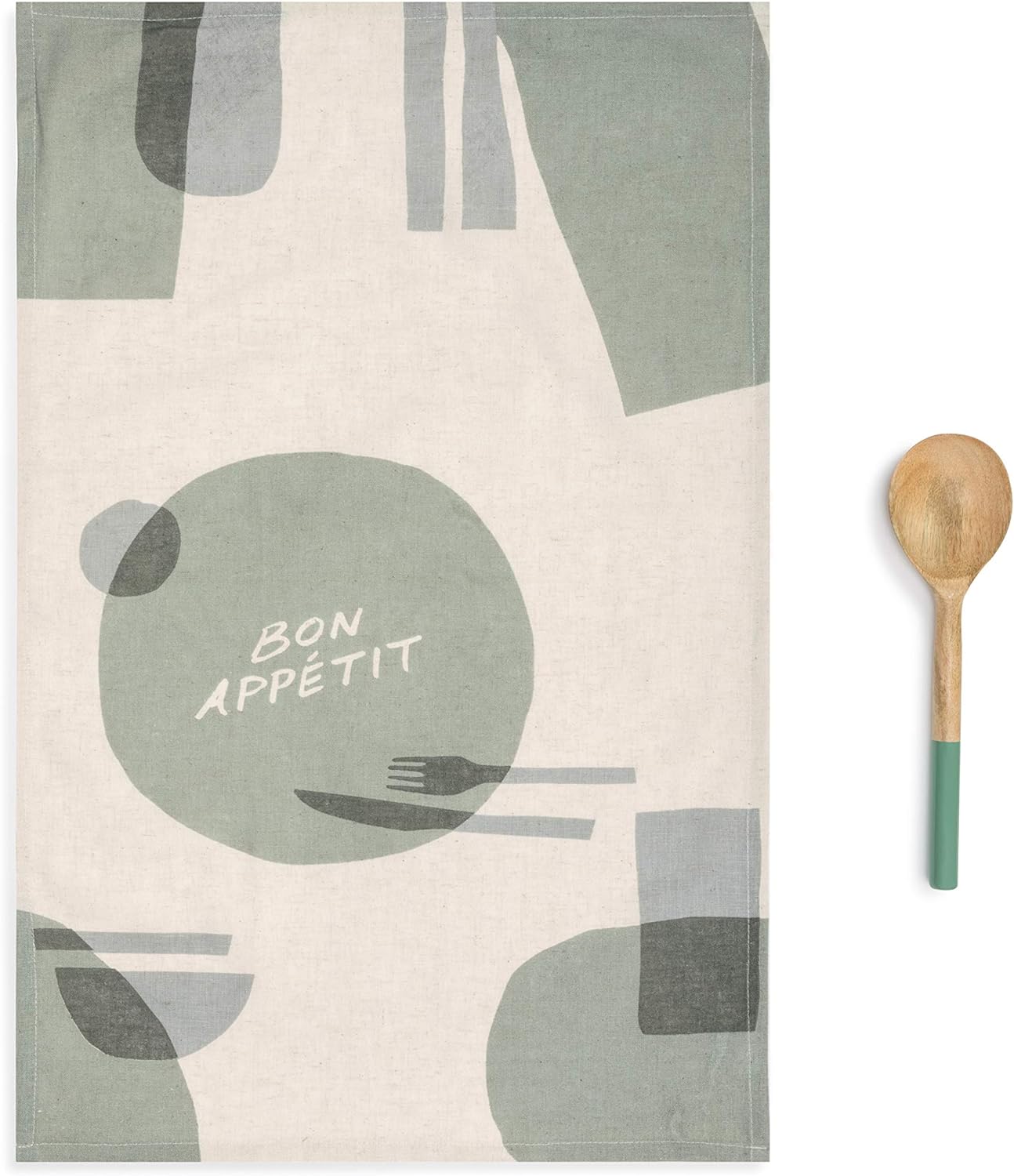 Bon Appetit Geometric Green 28 x 17 Cotton Fabric Kitchen Towel and