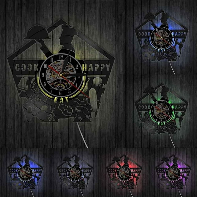 Bon Appetit Happy Cook Wall Art Chef Wall Clock Kitchen Decoration
