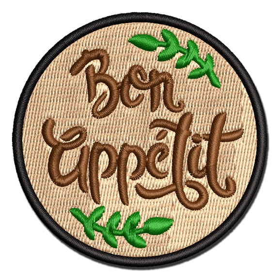 Bon Appetit Kitchen Applique Multi-Color Embroidered Hook & Loop Patch - 3 Inch Medium