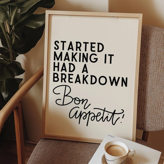 Bon Appetit Kitchen Quote Typography Poster, Unframed Paper Poster 8x10in