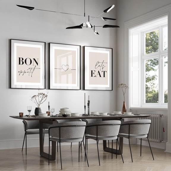 Bon Appetit Lets Eat Dining Room Prints prints Kitchen Wall Art Beige Home D cor Neutral Home Prints A4 A3 A3 A2 A1 Sizes Poster Set 3