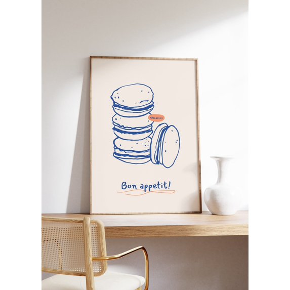 set of 2 bon appetit prints, retro cooking prints,... Bon Appetit Print, Retro Kitchen Wall Art, Cute Cooking Art, Hand Drawn ...
