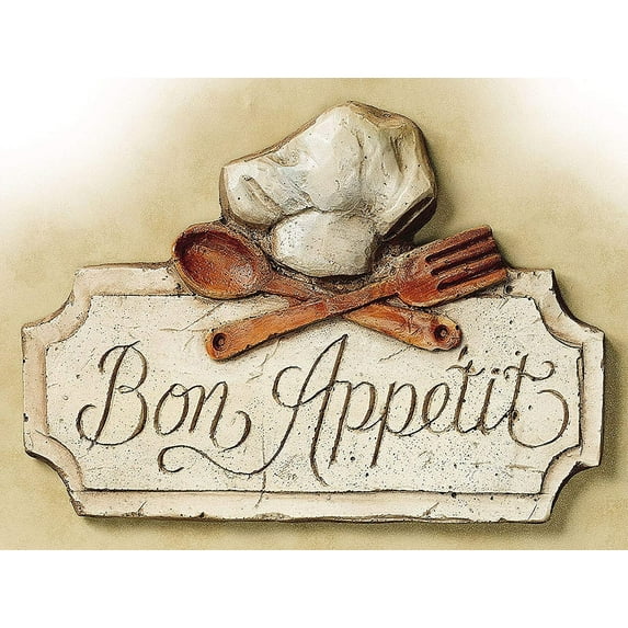 Bon Appetit Shabby-Chic Kitchen Prints Retro Vintage Metal Tin Sign 12" X 8"