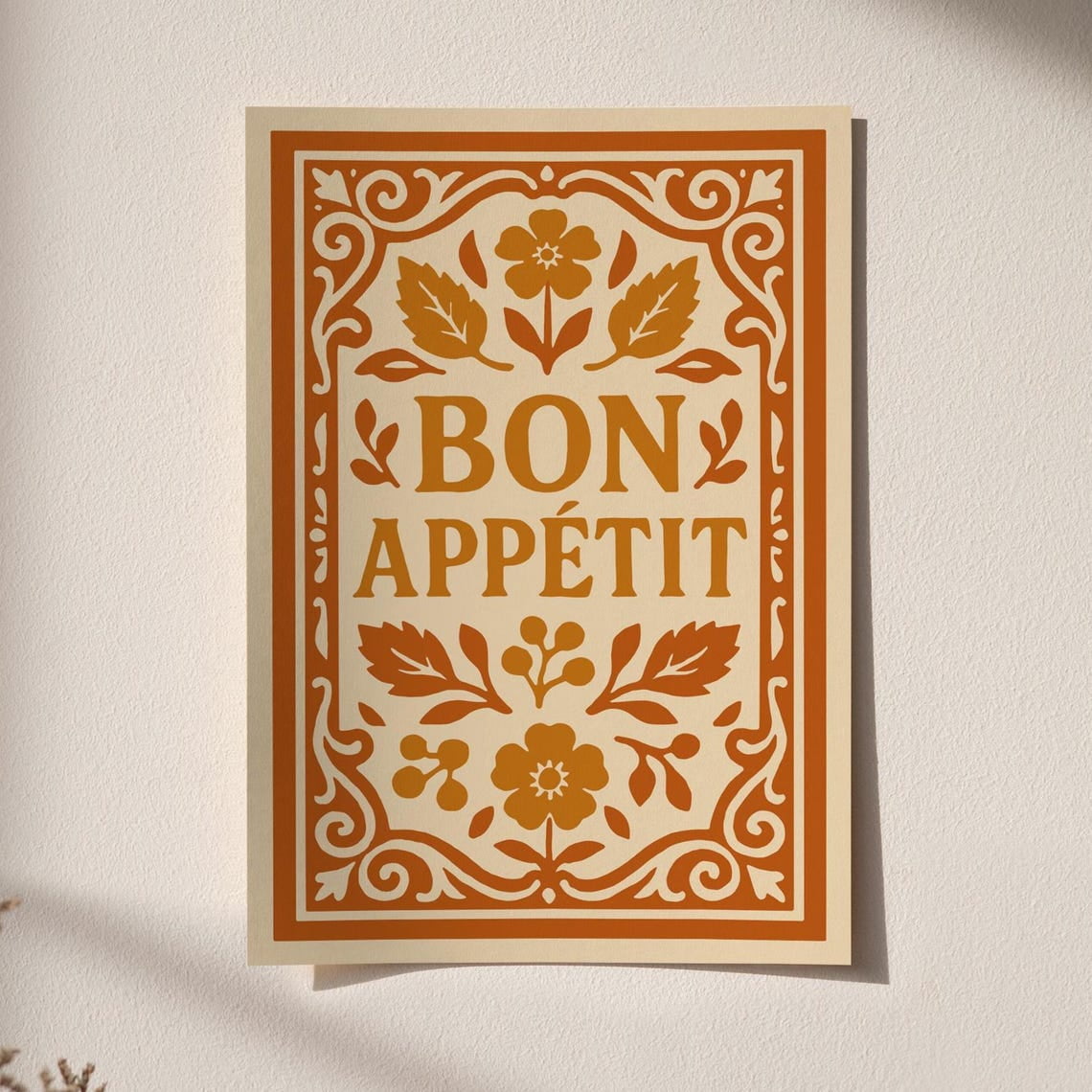 Bon Appetit Vintage French Rococo Kitchen Wall Art Poster, Unframed ...