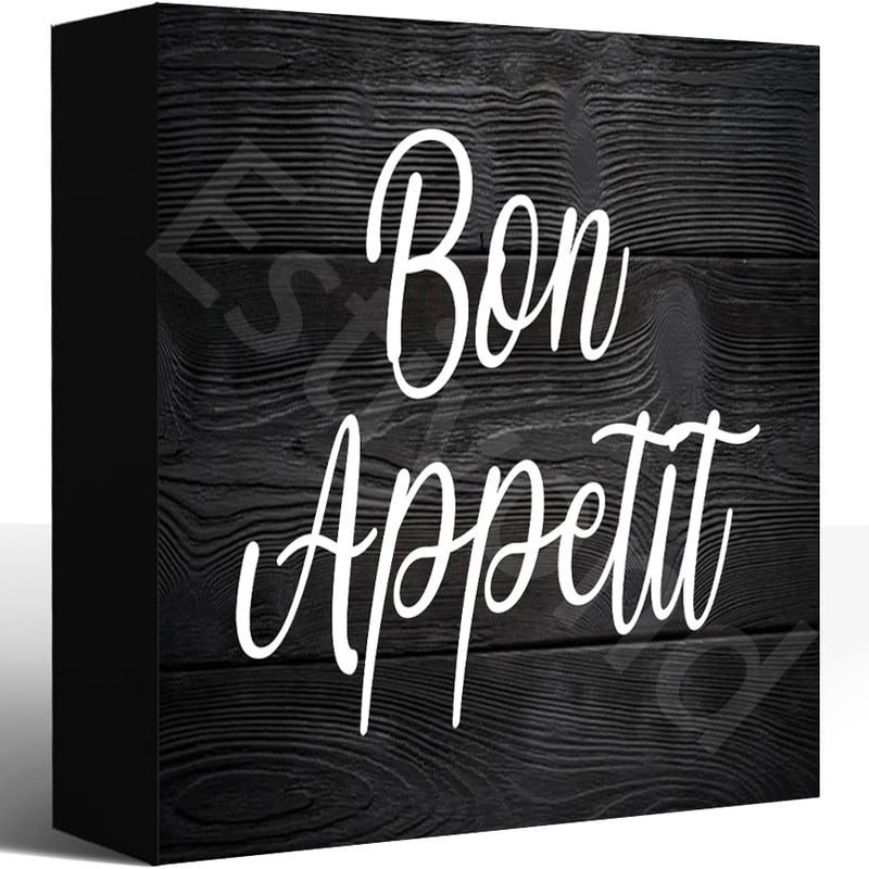 Bon Appetit Wooden Box Sign Decorative Motivational Gifts Wooden Block ...