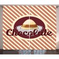 thumbnail image 1 of Bon Appetite Curtains 2 Panels Set, Chocolate Typography with Cocoa Candy Parallel Stripes Vintage, Window Drapes for Living Room Bedroom, 108W X 63L Inches, Burnt Sienna Maroon Cream, by Ambesonne, 1 of 3